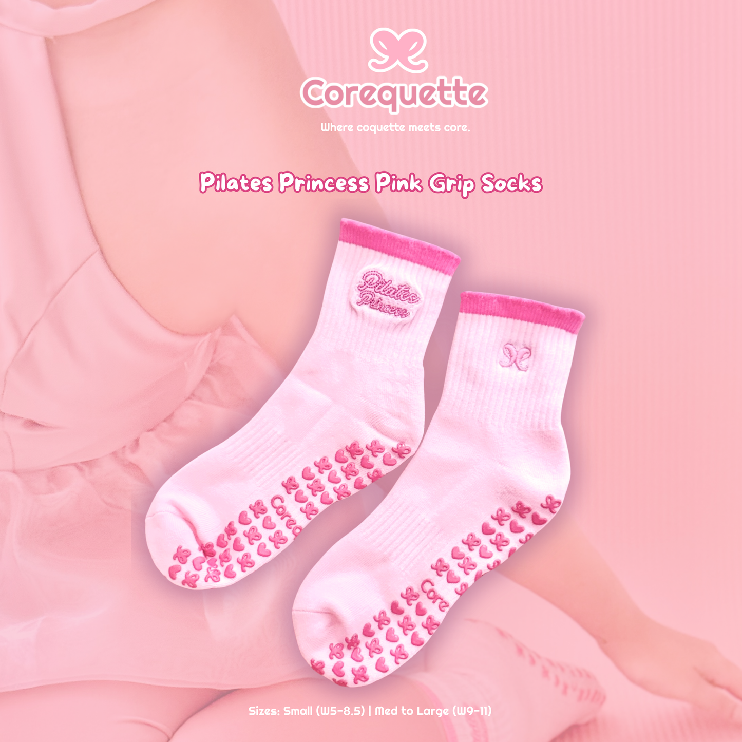 Corequette Pilates Princess Pink Grip Socks