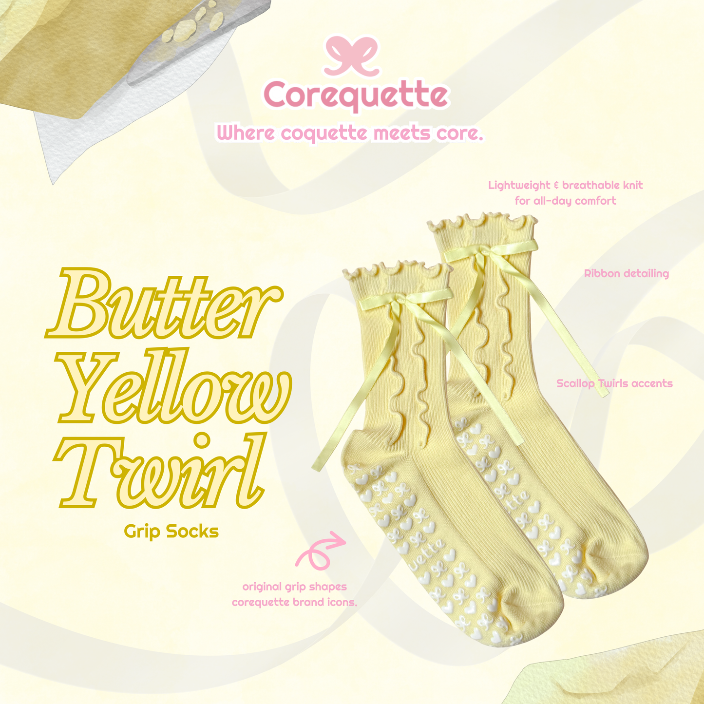 Corequette Twirl Grip Socks Collection