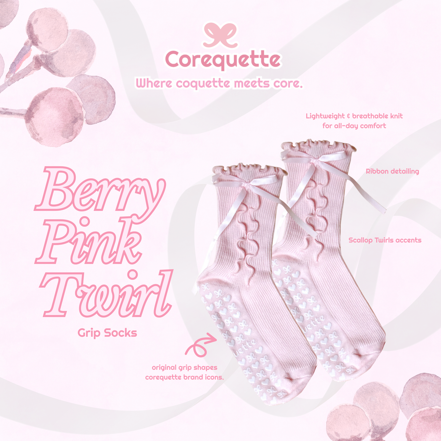 Corequette Twirl Grip Socks Collection